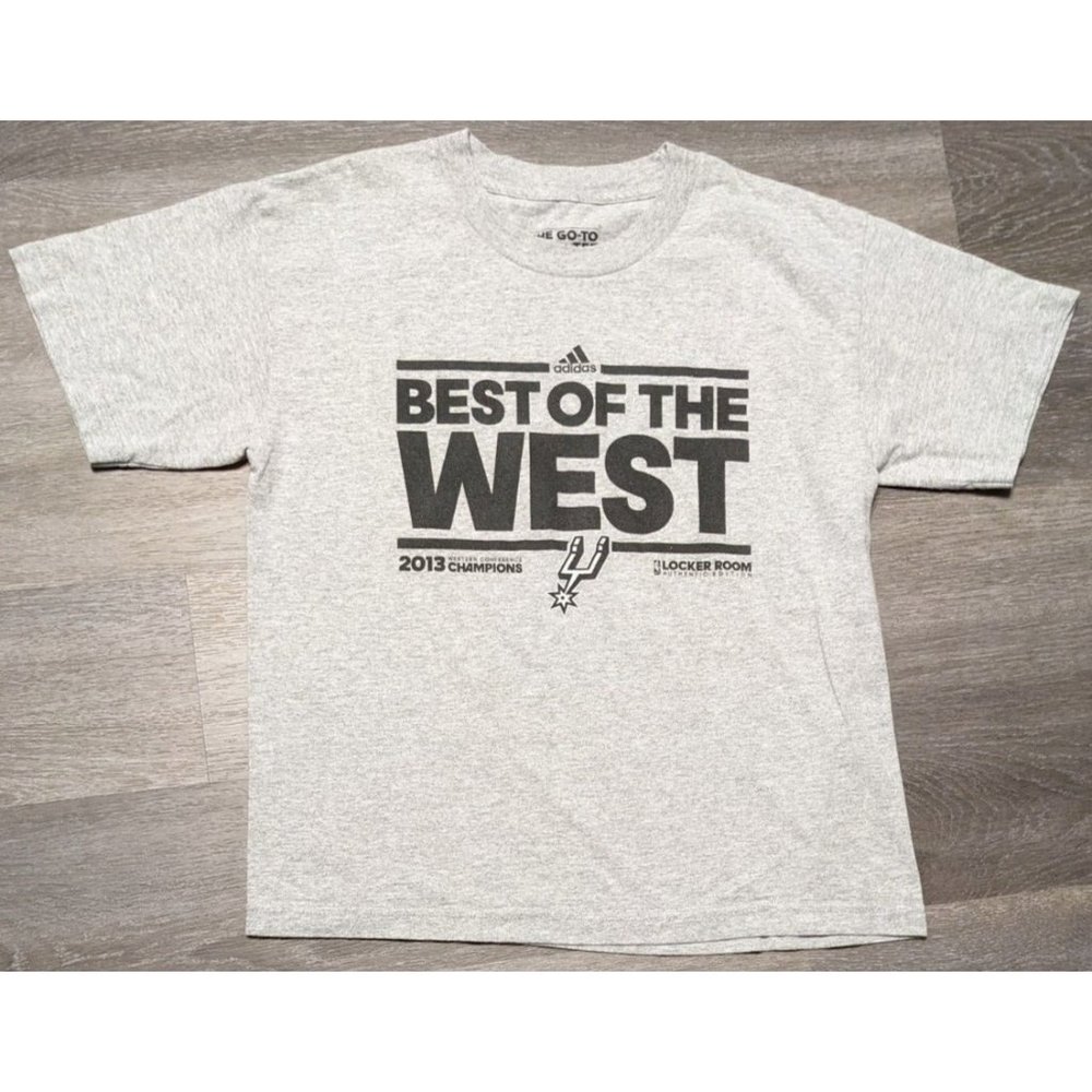 Adidas San Antonio Spurs T-Shirt Youth Large (14/16) Gray BEST OF THE WEST